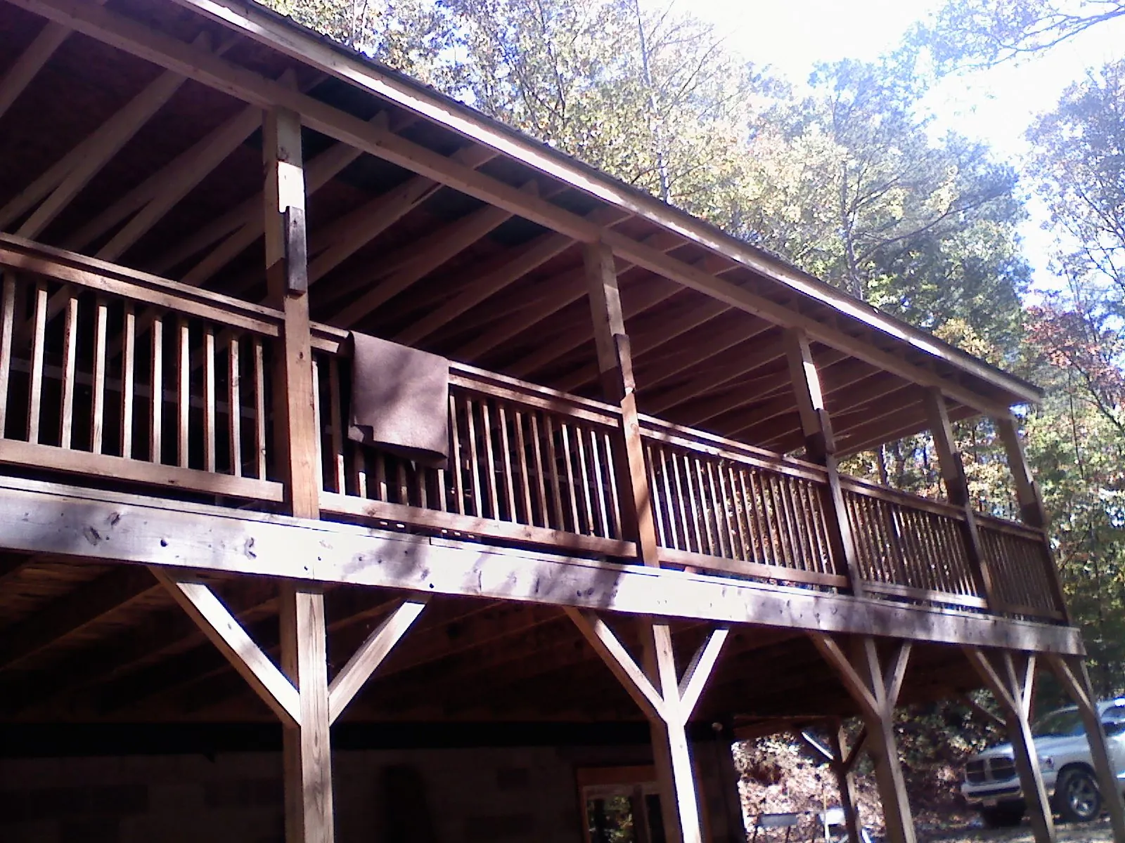 Timber framing under a new elevated porch and deck — Roof Leak Repair in Long Creek by Roofing Brothers